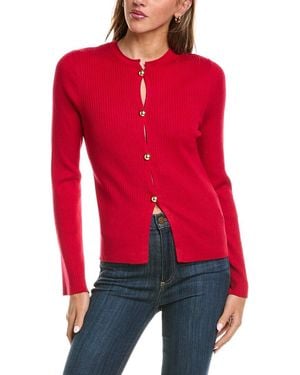 525 America Curved Front Rib Cardigan - Red