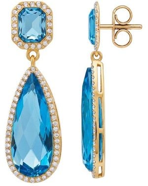 Liv Oliver 18K Plated 13.70 Ct. Tw. Topaz Quartz Cz Earrings - Blue