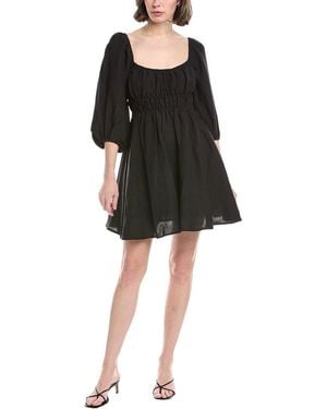 Hermoza Lala Linen-Blend Mini Dress - Black