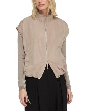 Lafayette 148 New York Gathered Pocket Zip Front Vest - Natural