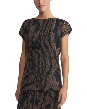 Lafayette 148 New York Plisse Cap Sleeve Blouse - Black