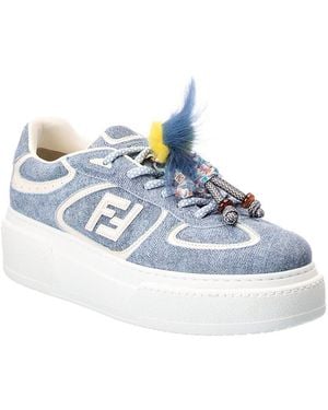 Fendi Match Denim & Leather Platform Trainer - Blue