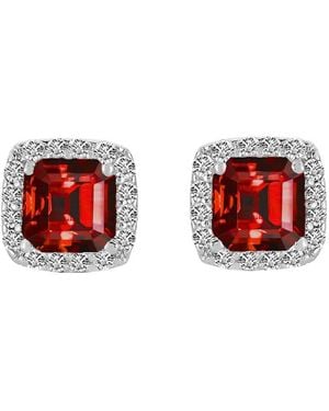 Genevive Jewelry Silver Cz Studs - Red