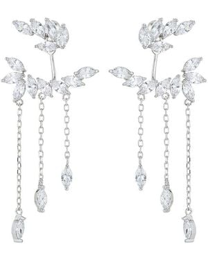 Eye Candy LA Luxe Collection Cz Leaf Dangle Earrings - White