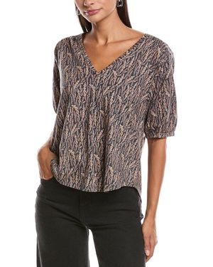 Nation Ltd Edie Shirred Shoulder Top - Grey
