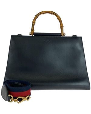 Gucci Bamboo Nymphaea Handbag (authentic Pre-loved) - Black