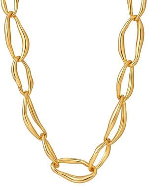 Liv Oliver 18k Plated Abstract Link Necklace - Metallic