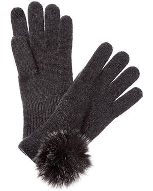 Hannah Rose Scallop Cashmere Gloves - Black