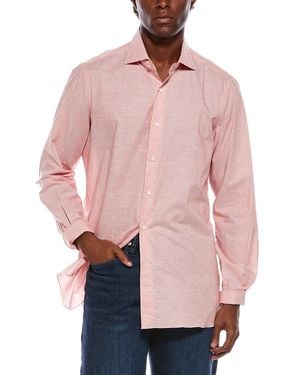 Isaia Linen-Blend Shirt - Pink