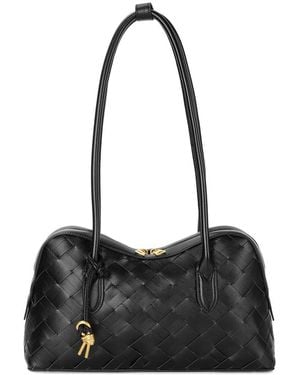 Tiffany & Fred Paris Woven Leather Shoulder Bag - Black