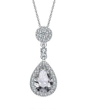 Genevive Jewelry Silver Cz Pendant Necklace - White