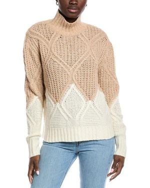 Autumn Cashmere Two-Tone Diamond Cashmere-Blend Sweater - Natural
