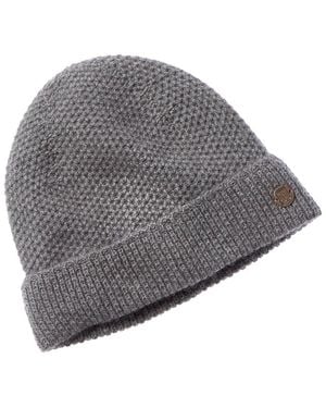 Bruno Magli Honeycomb Stitched Cuffed Cashmere Hat - Gray