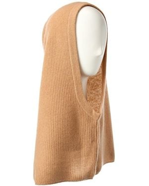 Hannah Rose Shaker Overlap Cashmere Balaclava - Natural