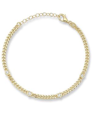 Chloe and Madison 14K Over Cz Heart Curb Bracelet - Metallic