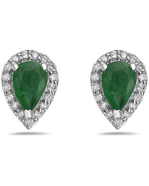 Forever Creations USA Inc. Signature Collection 14K 0.99 Ct. Tw. Diamond & Emerald Drop Studs - Green