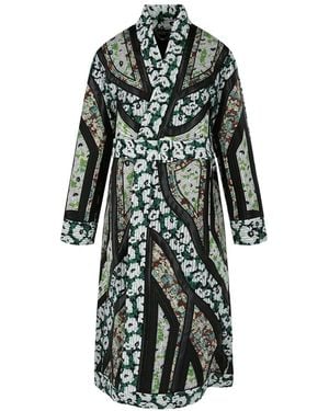 Stella McCartney Striped Print Belted Coat - Black