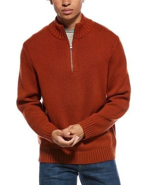 Vince Relaxed Wool & Cashmere-Blend 1/4-Zip Mock Neck Sweater - Red