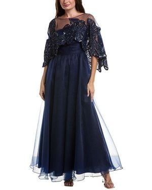 THEIA Ginny Beaded Capelet Gown - Blue