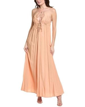 LaBiz Empire-Waist Linen-Blend Maxi Dress - Natural