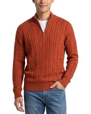 RAFFI Cable 1/4-Zip Mock Neck Jumper - Red