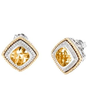 Gemstones 14K & 4.09 Ct. Tw. Diamond & Citrine Earrings - Metallic