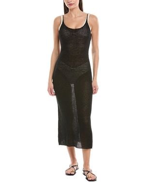 Onia Textured Jumper Scoop Linen Maxi Dress - Black