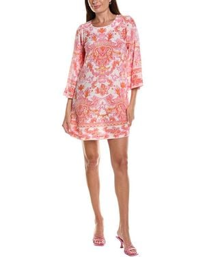 Hale Bob Silk Flora Midi Dress - Red