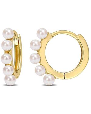 Rina Limor 10k 2-2.5mm Pearl Hoops - Metallic