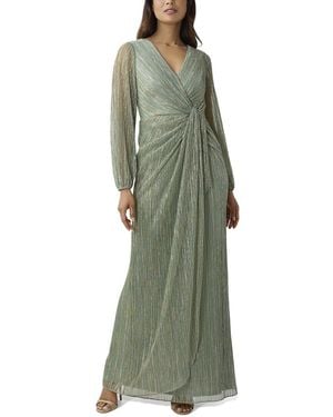 Adrianna Papell S Metallic Mesh Draped Gown Special Occasion Dress - Green