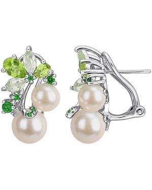 Rina Limor 2.55 Ct. Tw. Gemstone & Pearl Dangle Earrings - Metallic
