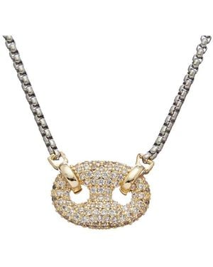 Juvell 18K Plated Cz Puffer Mariner Necklace - Metallic