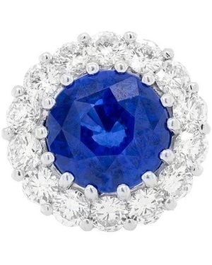 Diana M. Jewels Fine Jewellery Platinum 9.32 Ct. Tw. Diamond & Sapphire Half-eternity Ring - Blue
