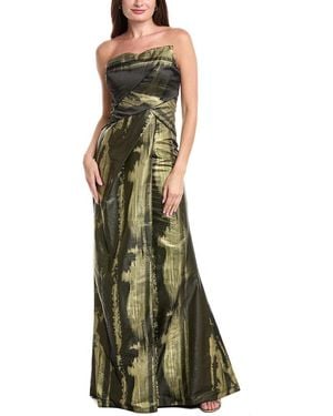 Rene Ruiz Strapless Hand-Draped Gown - Green