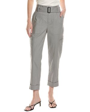 Vince Belted Linen-Blend Pant - Gray