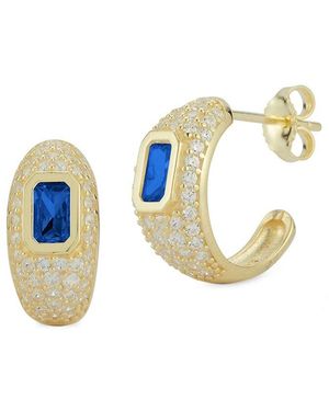 Sphera Milano 14k Over Silver Pave Hoops - Blue