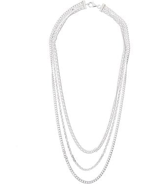 Italian Silver 3-layer Multilink Necklace - White