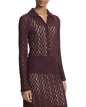 Vince Floral Smocked Button Up Shirt - Red