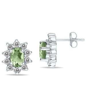 Gem Spark 14k 1.60 Ct. Tw. Diamond & Green Amethyst Earrings - Multicolour