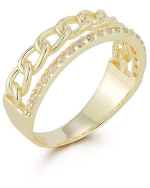 Chloe and Madison 14k Over Silver Cz Double Stack Ring - Metallic