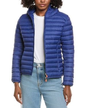 Save The Duck Vicky Short Hooded Basic Jacket - Blue
