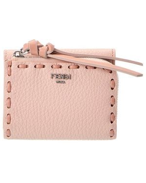 Fendi Peekaboo Micro Leather Trifold Wallet - Pink