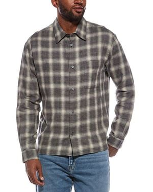 FRAME Straight Hem Plaid Shirt - Grey