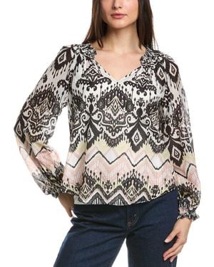 Hale Bob Lilah Silk-Bled Blouse - Grey