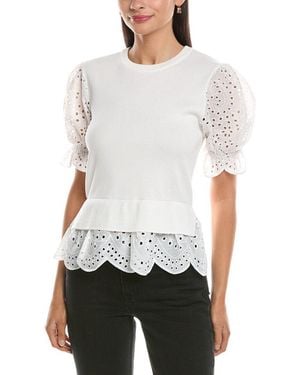 Nanette Lepore Eyelet Peekaboo Blouse - White