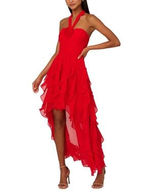 Adrianna Papell Adrianna Evening Mesh Halter Dress - Red