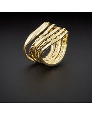Italian Gold 14k Five-row Wave Ring - Black