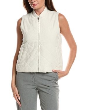 Eileen Fisher Petite Stand Collar Vest - Grey