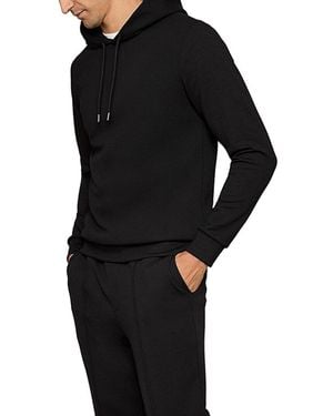 Reiss Fabien Interlock Hoodie - Black