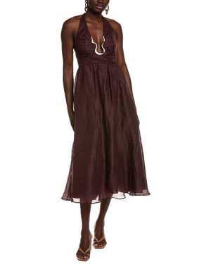 Bardot Kylen Ramie Halter Midi Dress in Pink | Lyst